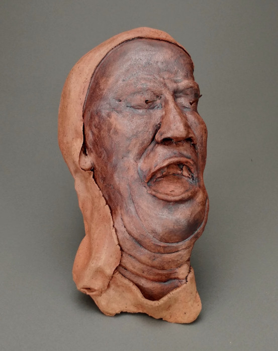 Non European, Dreamwork, Healing from shame, ceramic relief, head and face sculpture, wall hung, indoor, outdoor