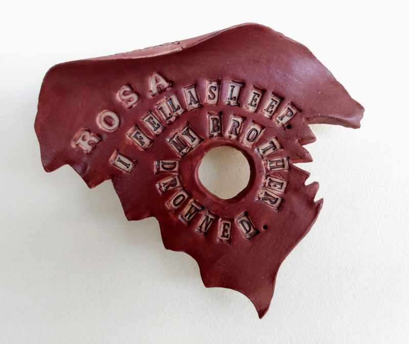 Dreamwork, Child labor, Healing from shame, ceramic relief, head and face sculpture, wall hung, indoor, outdoor