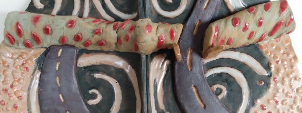 Dreamwork, Healing from shame, ceramic relief sculpture, wall hung, indoor, outdoor